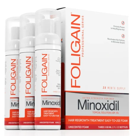 Spumă Foligain Minoxidil 5%, Tratament creștere păr și barbă pentru bărbați