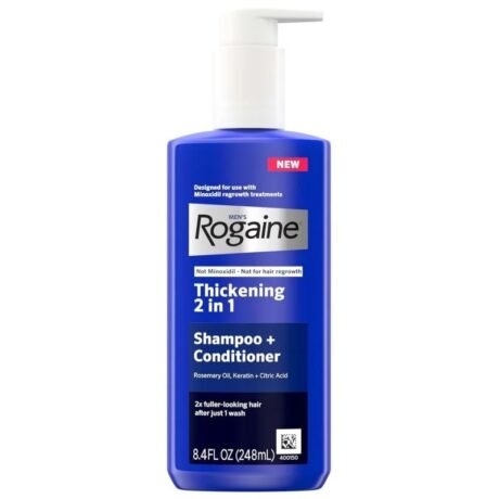 Rogaine 2-in-1 Thickening Sampon & Balsam Barbati 248 ml cu Ulei de Rozmarin, Keratină și Acid Citric