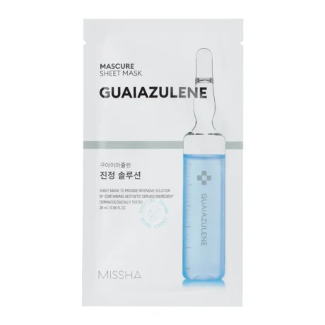 Missha, Mascure Guaiazulene Calming Solution Sheet Mask, Mască calmantă cu extracte botanice, 28g